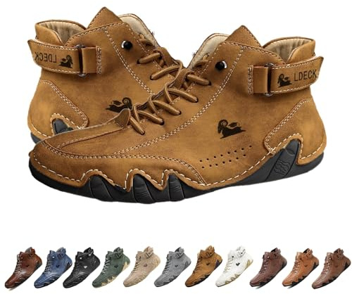 Botas altas de gamuza italianas hechas a mano, Beck Shoes, zapatillas casuales ligeras, antideslizantes e impermeables for exteriores for hombres, zapatos descalzos for hombres for senderismo y conduc