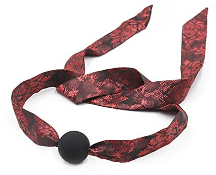 Silicone Sex Ball Gag for SM Games, Open Mouth Bondage Ball Gag for Sex Games, BDSM Toys Sex Gags for Bondage Restraints, Silicone Sex Toys SM Bite Gags Muzzles (Black/Red)