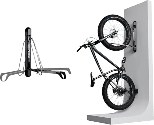 Steadyrack Bike Rack for Fat Bikes - The Original Wall Mounted Vertical Bike Storage - Fits Fat Tires - Space Saving Pivot Design - Heavy-Duty Steel Rack for Indoor Garage, Apartment or Home Use