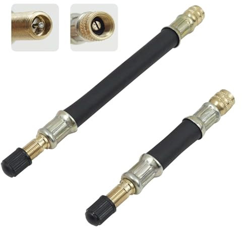 unillea 2 Pezzi Prolunga Flessibile per Valvola, Adattatore Universale da 100mm in Gomma, Facile Gonfiaggio e Controllo Pressione, Compatibile con Valvole Standard Auto e Moto
