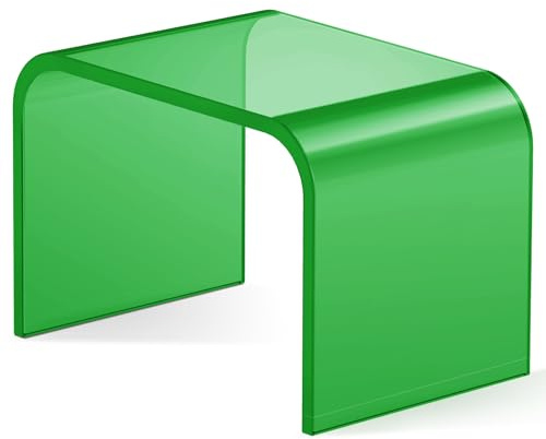 Stegpall av akrylpall, stegpall för barn, fotpall av akryl, badrumspall för barn vuxna i kök, badrum och hus, kan belastas upp till 113 kg (Green No Non-slip )