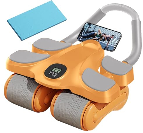 Equipo de rodillos abdominales automáticos - de rueda abdominal con soporte de codo que incluye función de temporizador, dispositivo de fitness para ejercicios abdominales de cuatro roscas