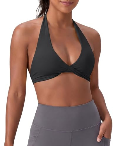 TERODACO Sports Bras Women Halter Neck Crop Tops | Ladies Twist Front Low Impact Open Back Bralettes for Running Gym Yoga Workout,Quick Dry Breathable Soft