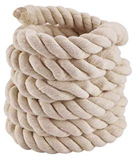 Faxco 10ft Natural Twisted Cotton Rope for Sports, Crafts, Indoor Outdoor Use Tug of War Rope