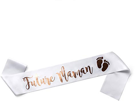 OLILLY Future Mom-halsduk för baby shower, vitt och roséguld, One size