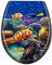 LZQ WC Sitz mit absenkautomatik Toilettensitz Toilettendeckel inkl. Montagematerial aus Hartplastik, 45 x 38cm, Süßwasserzierfische
