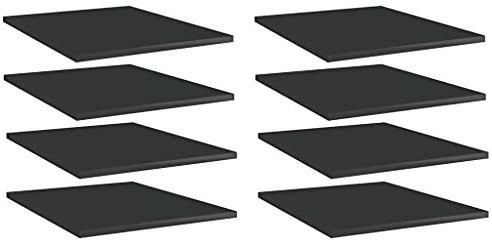 Furniking Bookshelf Boards 8 pcs High Gloss Black 15.7x19.7x0.6 Chipboard