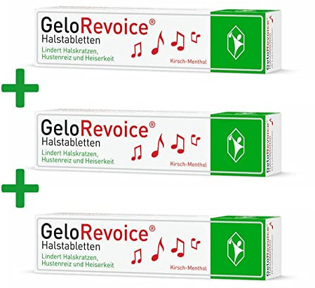 Dreierpack GeloRevoice Kirsch-Menthol 20 St. – Bei Halsschmerzen, Halskratzen, Hustenreiz und Heiserkeit, Hilft schnell spürbar und lang anhaltend