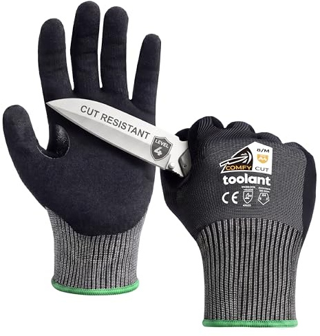 toolant ComfyCut A4 Cut Resistant Work Gloves, 1 Pair, Dark Gray, X-Large