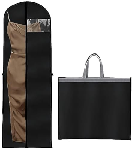 Funda de Ropa, 180x60CM Plegable Fundas de Ropa Larga Antipolvo, Funda Vestido Novia, Transparente Bolsas a Prueba de Polvo para Vestidos de Novia, Vestidos de Noche, Abrigos Largos,Traje, Vestido