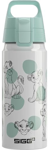 SIGG - Alu Trinkflasche Kinder - WMB ONE Simba & Nala - König der Löwen - Kohlensäuregeeignet - Auslaufsicher - Federleicht - BPA-frei - Klimaneutral Zertifiziert - Sport & Schule - Weiß - 0,6L