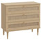 FORTE CALASETTA Kommode 150, Kommode im Boho Stil, Wiener Geflecht, Sideboard mit 3 Türen, Elegancia Eiche Holzdekor/Technorattan, 150 cm breit x 90 cm hoch x 41 cm tief