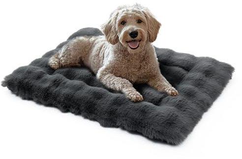 Mora Pets Hundebett Flauschig Hundedecke Waschbar Hundematte Hundekissen Weiches und Warmes für Kleine Mittelgroße Grosse Hunde Decke Kuschelig und rutschfest Dunkelgrau 61 x 46 cm