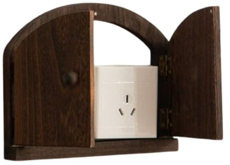 Wooden Outlet Plate Cover - Fairy Door Electrical Guard, Indoor Decorative Socket Panel, Childproof Wall Fixture | Light Protection for Study Room, No-Punch Installation Design