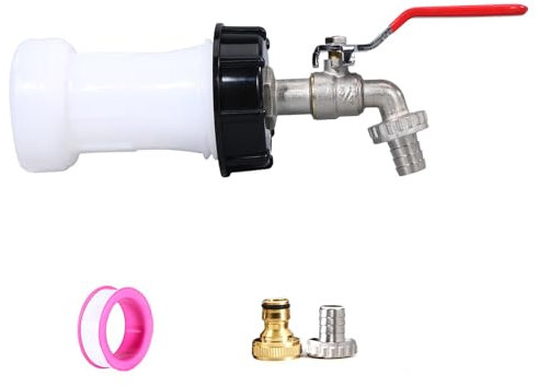 Robinet de sortie multifonction S60 x 6 à filetage grossier de 1000 L pour réservoirs d'eau de grande capacité avec adaptateur de 1,9 cm
