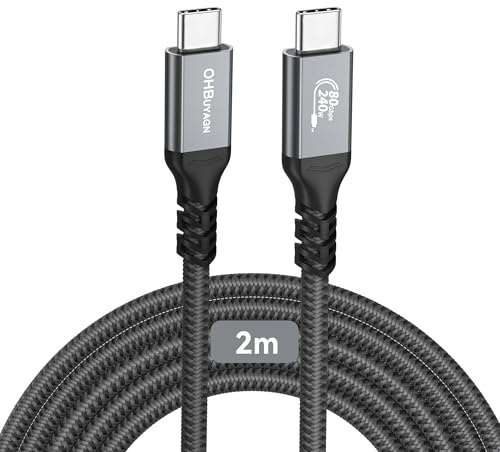 OHBUYAGN 80Gbps USB 4 V2.0 Kompatibel mit Thunderbolt 5 Kabel,USB C Thunderbolt,PD 3.1 240W Schnellladekabel Unterstützt 16K@60Hz 8K@60Hz 4K@240Hz Displays für Thunderbolt 4/3,Laptop,USB4,SSD