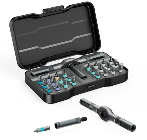 24 in 1 Magnetic Screwdriver Set, DIY Ratchet Screwdriver Set, Multi Bit Magnetic Drive Set with Detachable Ratchet Handle, Portable Precision Repair Tool Kit for Furniture Computer Bicycle