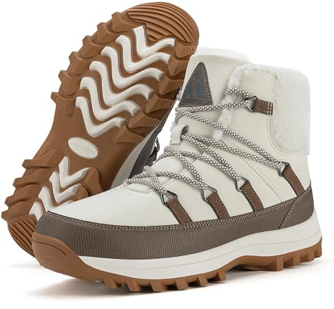 Mishansha Botas de Nieve Mujer Forradas Calentitas Zapatos de Invierno Botines, Beige 40