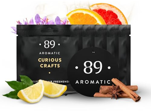 Aromatic • 89 • Deodorante per auto, confezione da 5 pezzi – Albero profumato di carta, fruttato, dolce, fresco e speziato, neutralizzatore di odori per interni auto e casa, appeso e duraturo fino a