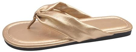 Cocila Chanclas Mujer,Sandalias,Adulto De Playa Informales Con Punta Clip Estilo Para Mujer, Nueva Francesa Verano Exteriores, Plana, Una Palabra Arrastre (Gold, 38) Zapatos Mujer Barefoot