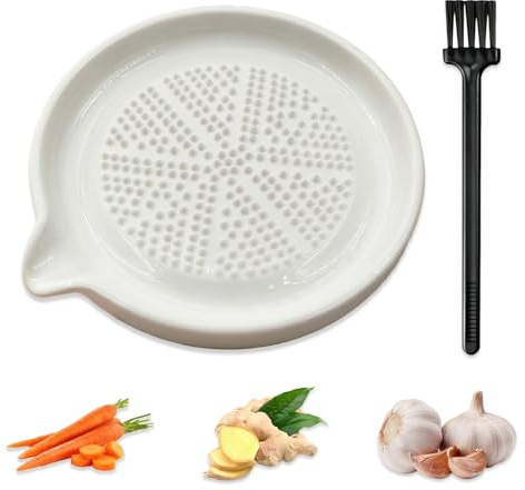 GalaSingForU Grattugia in ceramica per zenzero e aglio, insapore e antiruggine, in ceramica, per zenzero, cipolle, mele, verdure, punte triangolari, beccuccio (rotondo)