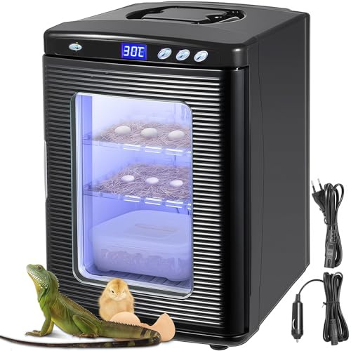 Reptilinkubator – 25 l ägginkubator med kyl- och uppvärmningstermostat, temperaturkontroll 5°C-60°C för reptiler, kameleonter, ödlor, sköldpaddor