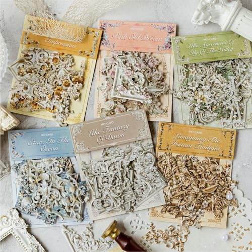 Tapufitil 120pcs Vintage Hollow Frame Corner Scrapbook Paper Scrapbook Book Corners Supply Relief Lace Photo Corners for Scrapbooking Paper Decorative Frame Border Picture