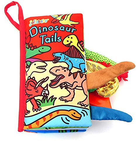 Zocita Baby Soft Animal Tails Activity Cloth Book with Crinkle Fabric, Dinosaur Tails