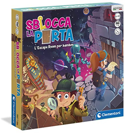 Clementoni- Sblocca la Porta, 3 Escape Room per Bambini 8+ Anni e Adulti, Enigmi e Logica in 3 Ambientazioni, Made in Italy, Lingua Italiana, 16155