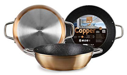 IBILI, Padella profonda Natura con 2 manici in rame, 28 cm, alluminio, antiaderente stile pietra, adatta per l’induzione.