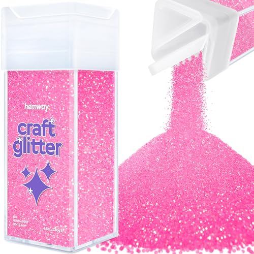 Hemway Craft Glitter Shaker Baby Pink Iridescent 130g Microfine | for Resin & Epoxy Crafts, Christmas Art Supplies, Nail, Body, Face, Eye, Festival, Crafting, Slime, Sparkle