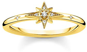 THOMAS SABO Ring Stern mit Steinen gold 925 Sterlingsilber, 750 Gelbgold Vergoldung