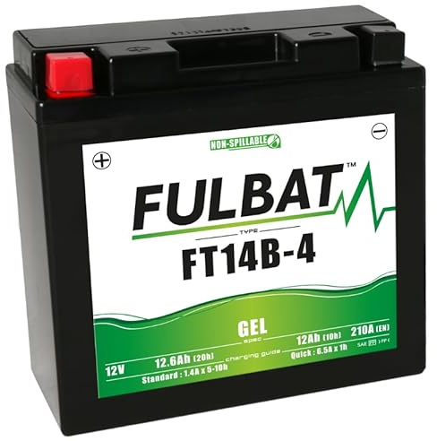 Fubat FT14B-4/YT14B-BS - Batería para moto de gel (12 V, 12 Ah, 210 A)