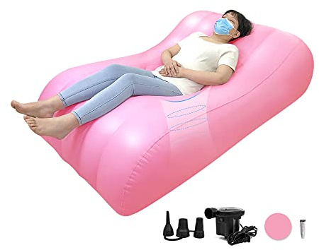 AOSSA BBL Bed After Surgery for Sleeping, Mattress with Hole, BBL Inflatable Chair for Butt, Brazilian Butt Lift Recovery Pillow Post Surgery, Blow Up Bed with Hole, Air Mattress Sofa Couch (Pink)