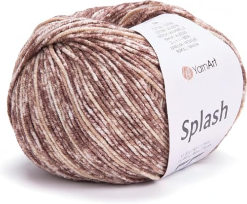 YarnArt Jeans Splash - Variegated Sport Yarn 55% Cotton 45% Acrylic 1 Skein/Ball 50g 174yds Soft Cotton Yarn for Knitting & Amigurumi