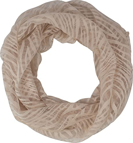 fashionchimp Loop Sommer-Schlauchschal für Damen mit Ausbrenn-Muster, Baumwolle und Polyester, leichter XXL Schal (Beige-Streifen)