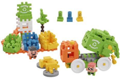 Marioinex Mini Waffle City Müllwagen 148 Elemente 2 Figuren - Waffelbausteine Kinder - Building Blocks for Kids - Konstruktionsspielzeug - Bausteine Kinder - Steckbausteine Kinder - Building Toys