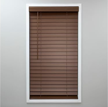 Eclipse 2in. Faux Wood Blinds, 35W x 72L in Dark Oak - Cordless Window Blinds, Certified Safe for Children & Pets, Light Filtering, Wand Tilt and Smooth Easy Operation, Window Shades for Home