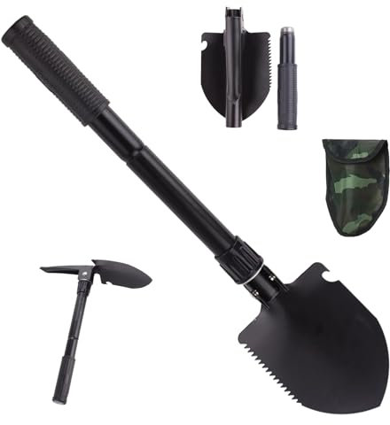 Pelle Pliante Pelle Multifonction en Acier Mini Pelle de Survie Portable avec Sac de Transport pour Camping Randonnée Jardinage en Plein Air