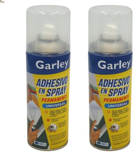 BricoLoco.com Spray adhesivo permanente Pack 2x400 ml. Pegamento universal en spray para tela, tapicería, textil, papel, cartón, manualidades, madera, corcho, metal, plástico y otros (2)