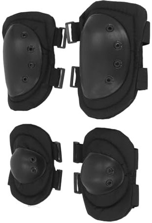 Fafeicy Rodilleras Tácticas Protectoras para, Rodilleras de Trabajo, Coderas, Juego de Equipo Profesional para Deportes Al Aire Libre, Patines, Construcción, Trabajo, Redondo, Negro