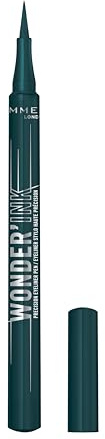 Rimmel Wonder Ink - Eyeliner liquido di precisione 004 Velvet Ivy, impermeabile, a prova di sbavature, a lunga durata, formula altamente pigmentata, finitura opaca, punta in feltro morbido