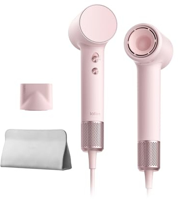 Laifen Mini Secador de Pelo 200 M Iones Motor sin Escobillas de 110K RPM Secado Rápido Control Inteligente de Temperatura Modo para Niños Boquilla Magnética Ligero 299g Viaje Rizado Alisado (Rosa)
