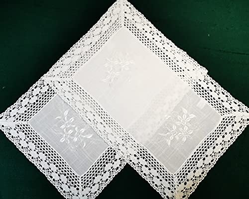 Deckchen 30x45 2er Packung Bestickt mit Spitze (30x45)