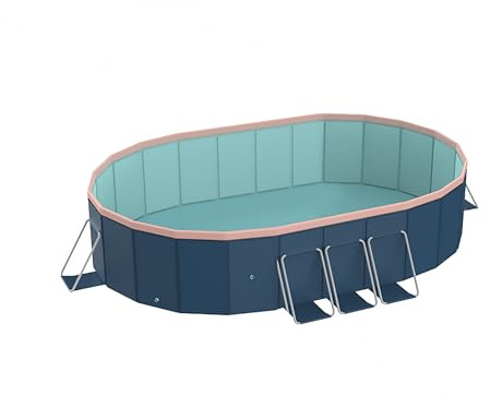 3.0m Oval Free-Standing Inflatable Garden PVC Swimming Pool - Dark Blue, Strong & Durable, Easy Setup & Storage, Perfect for Backyard Use
