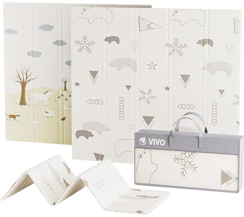 Baby Play Mat, Large Reversible & Foldable Waterproof Foam Playmat 178x148cm, Double-Sided Non-Slip Toddler Floor Mat for Crawling, Tummy Time, Nursery, Portable Floor Mat, Farm