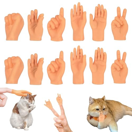 Lot de 16 mini mains - Mini marionnettes à doigts - Mini mains intéressantes - Durables - Pour chats, animaux de compagnie, jeux, Halloween