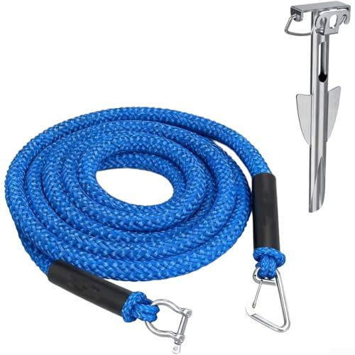Cuerda de amarre elástica de acero inoxidable para embarcaciones pequeñas, incluyendo motos acuáticas, kayaks, canoas de menos de 22 pies de profundidad