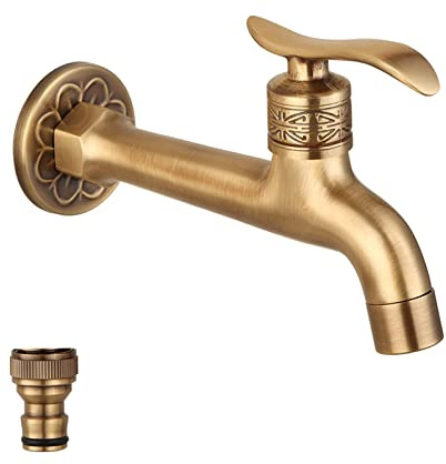 TOLIWEL Antique Brass Outdoor Garden Faucet Wall Mount Decorative Water Hose Single Cold Tap G 1/2 inch Connection Spigot