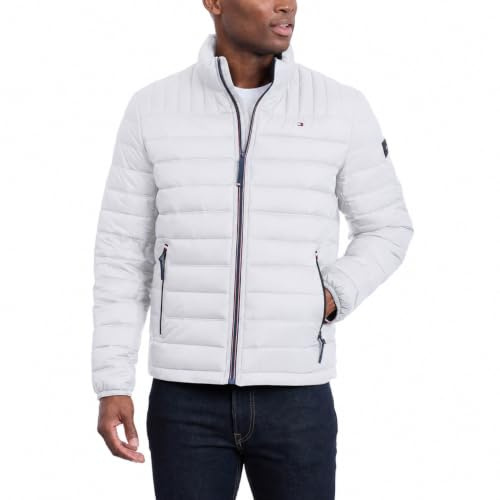 Tommy Hilfiger Men's Water Resistant Ultra Loft Down Alternative Puffer Jacket, ice, Large